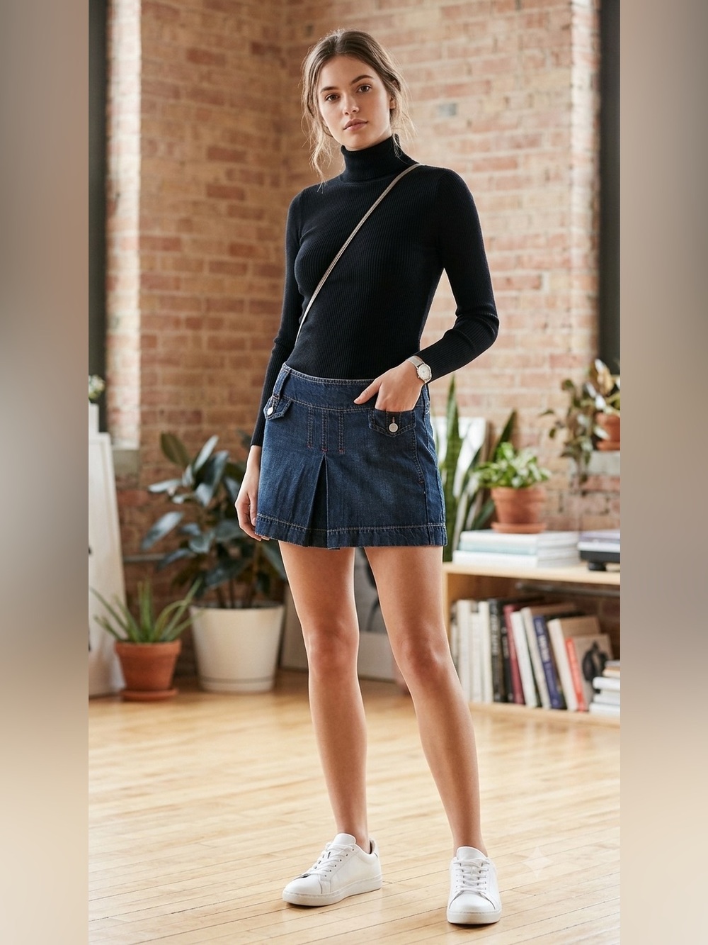 Tommy Hilfiger Denim Pleated Mini Skirt Y2K Dark Wash Junior’s Size 3